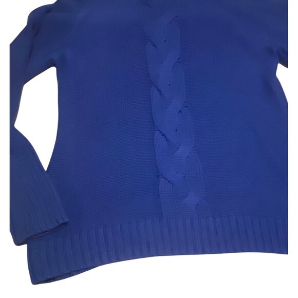 Gap Womens XXL Blue Cable Knit Turtleneck Sweater Ribbed Cuffs & Hem Cotton/Acry - Picture 14 of 14